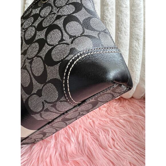 Vintage Coach Heritage Chelsea Signature Tote with Stripe in Grey, Black & Blue - Picture 4 of 11